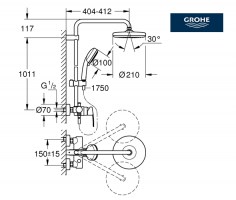 TEMPESTA COSMOPOLITAN SYSTEM 210 SISTEMA DE DUCHA CON MONOMANDO GROHE